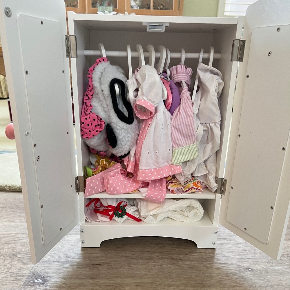 Doll Armoire ~ Lot with Clothing , Shoes for 18" Doll